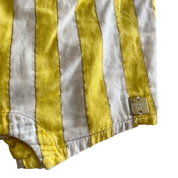 Carrement Beau Girls White Yellow Metallic Striped Summer Romper size 12 M - Picture 4 of 8